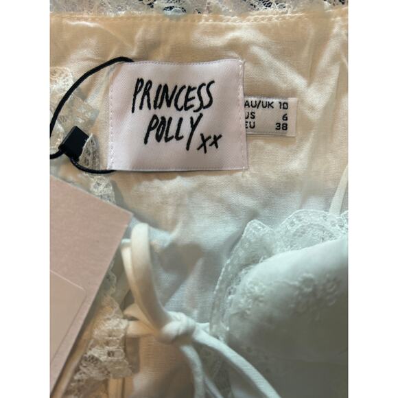 NWT Princess Polly White Eyelet Crop Top Front Tie Size 6 - Picture 4 of 7